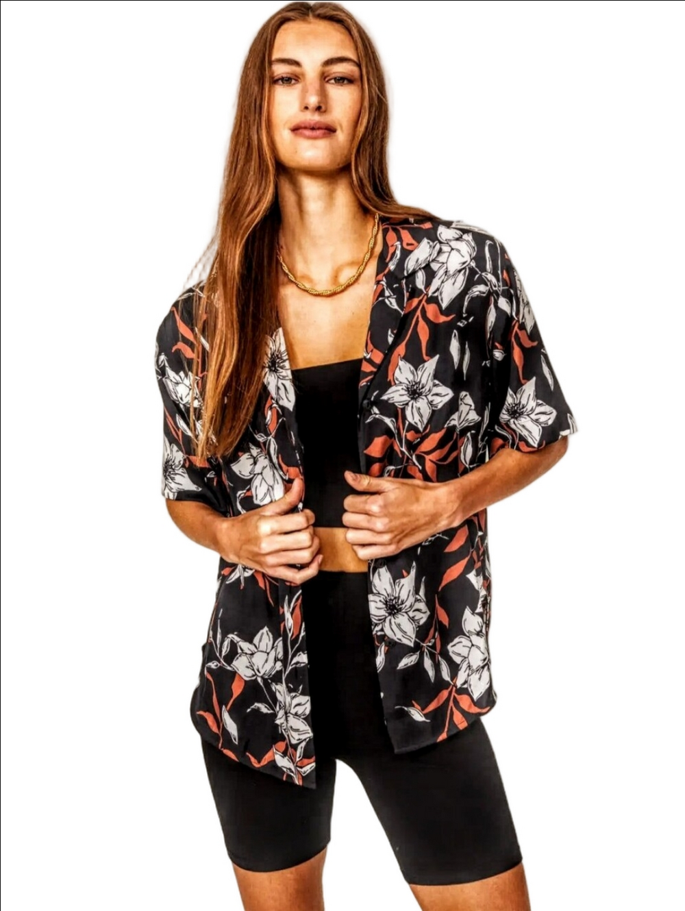 🆕🤎 RAG & BONE "MARE" BLACK SHORT SLEEVE SILK BLOUSE BROWN WHITE FLORAL DESIGNS - Picture 11 of 13